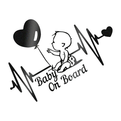 Heartbeat Balloon Baby on Board Car Sticker 3D Cartoon Baby In Car Auto Window Reflective Decor Decoration Exterior Accessories