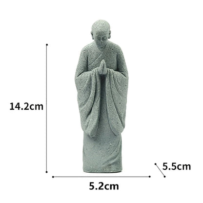 〔White〕Wishing Monk Buddhist Micro Landscape Stone Fish Tank Moss Landscaping Zen Oriental Aesthetics Garden Ornaments