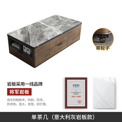 Io S Two-in-one Household With Stool Living Room Multifunctional Rock Slab Lift Coffee Table Dining Table Integrated Dual-purpo