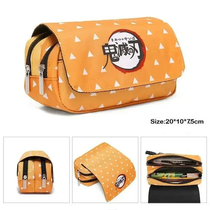 Demon Slayer 3D Anime Pen Bag Student Storage Bag Tanjirou Nezuko Zenitsu Giyuu Cartoon Pen Box Cute Boys Girls Pencil Case.
