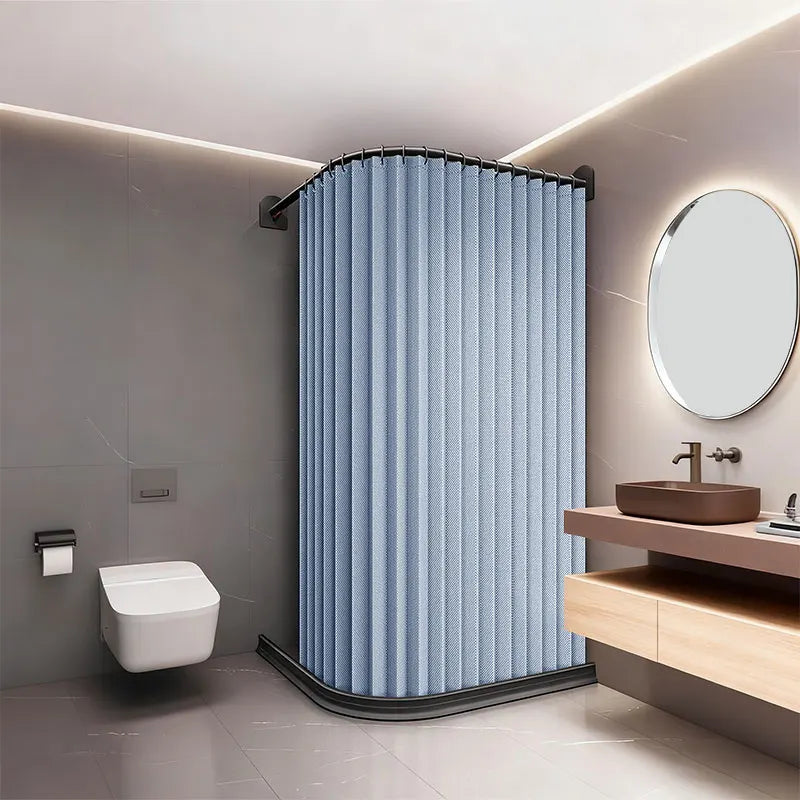 Foldable Magnetic Shower Curtain with Magnetic Buckle Waterproof Bathroom Privacy Screen Dry Wet Separation for Home Hotel