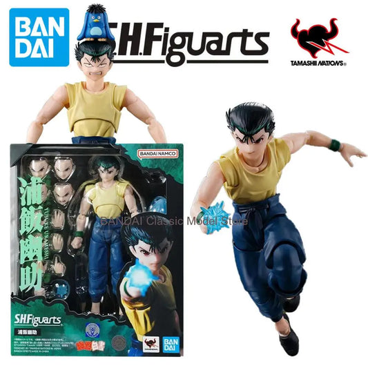 Original Bandai S.H.Figuarts SHF Yu Yu Hakusho YUSUKE URAMESHI Figure Finished Model kit  Anime full Action Toy Gift for kid set