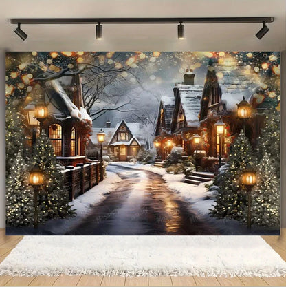 Christmas Glitter Photography Backdrop Street Xmas Gifts Pine Tree Family Portrait Festival Party Studio Photo Background Banner