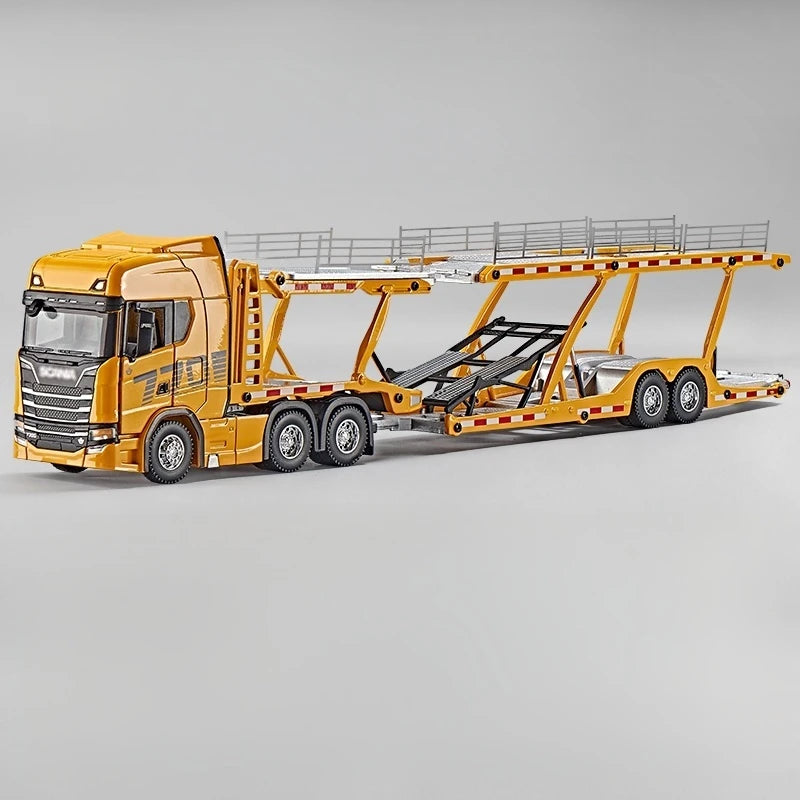1:50 simulation Full alloy sliding Scania double-layer transport vehicle model flat truck pure static ornament collection gift