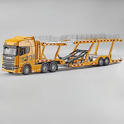 1:50 simulation Full alloy sliding Scania double-layer transport vehicle model flat truck pure static ornament collection gift