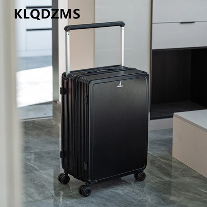 KLQDZMS Suitcase Women's Zipper Boarding Box Men's Aluminum Frame Trolley Case 20"24"26"28 Inch Large Capacity Travel Luggage