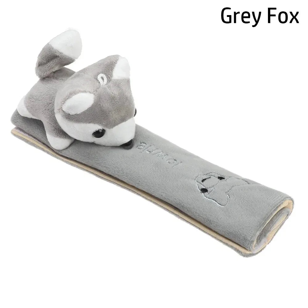1Pcs Cute Cartoon Animal Plush Car Seat Belt Cover - Soft Comfortable Shoulder Protector Pad for Auto Interior