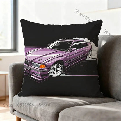 Black White E-E36 Car Pillow Cases for Bedroom Living Room Sofa Home Decor Polyester Cushion Cover with Zipper