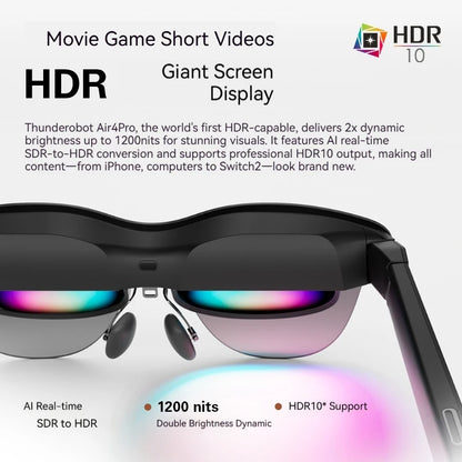 Rayneo Air 4/4 Pro AR Glasses 4K Video, HDR10, 135" Virtual Screen, Head-Mounted XR Support, Bluetooth, DP Compatible