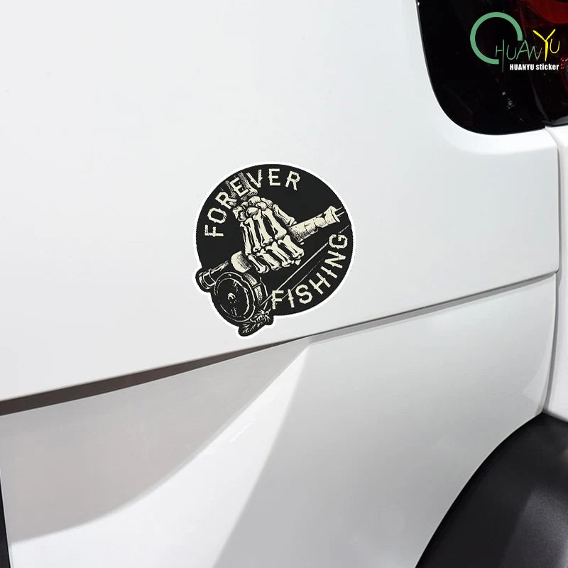 Forever Fishing Reel Sticker for Tackle Box Toolbox NEVER Tire of Fishing Decal JDM Funny Car Stickers Waterproof