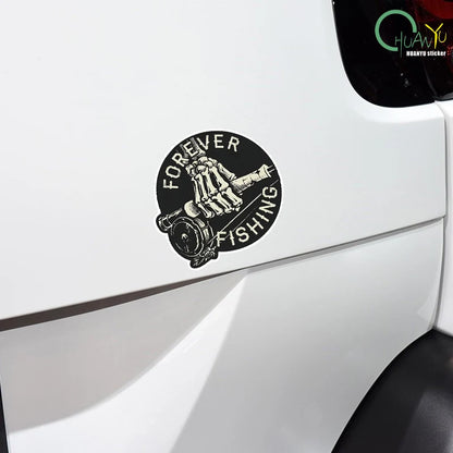 Forever Fishing Reel Sticker for Tackle Box Toolbox NEVER Tire of Fishing Decal JDM Funny Car Stickers Waterproof