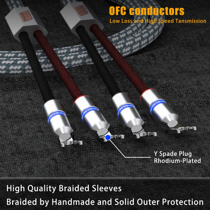 Pair Monosaudio S802 11AWG Speaker Cable Rhodium Plated Y Spade Loudspaker Cable Use for Home Cinema High-end Amplifier Line