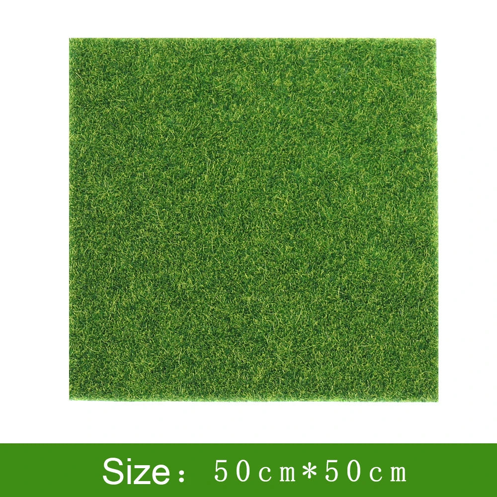 15/30/50cm Quadrate Fairy Garden Grass Mat Green Artificial Lawn Turf Carpet Fake Sod Garden Moss For Dollhouse Decal Toy House
