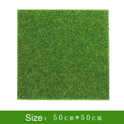 15/30/50cm Quadrate Fairy Garden Grass Mat Green Artificial Lawn Turf Carpet Fake Sod Garden Moss For Dollhouse Decal Toy House