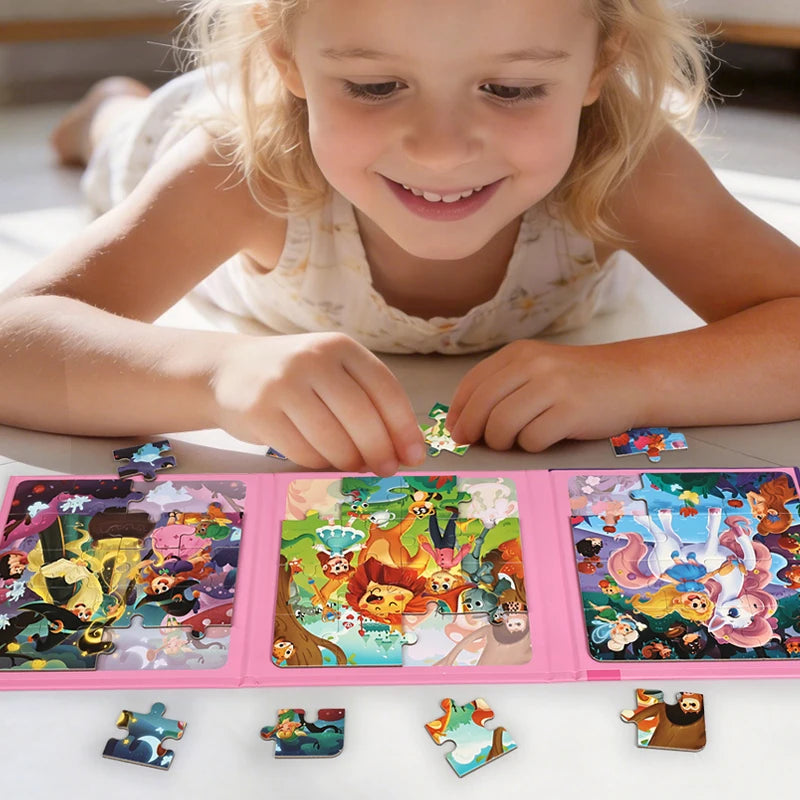 New Kids Magnetic Jigsaw Book Puzzle Game Baby Early Learning Animal Fruit Traffic Cognition Educational Toy Gifts for Children