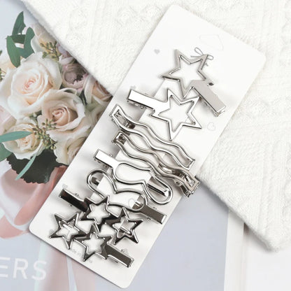 Sliver Color Metal Hair Clips Women Y2K Duckbill Hairpin Personality Headwear Barrettes Hairclip Styling Accessories for Girls