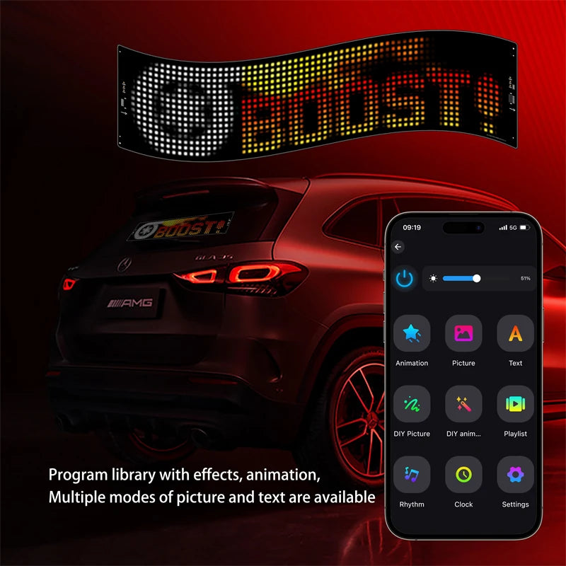 LED Matrix Panel Rolling Advertisement LED Sign with AI APP Remote Programmable Logo Light for Car Shops Offices Restaurants