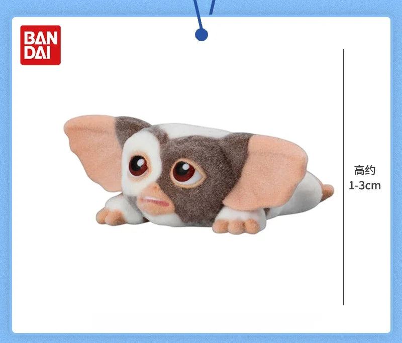 Bandai Genuine Gremlins Gizmo Flocked Mini Figure Capsule Gashapon Horror Movie Character Desktop Ornament Collection Toys Gifts
