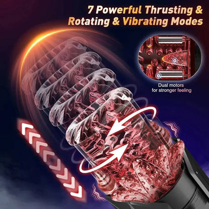 APP LED Automatic Male Masturbator Cup 7 Sucking Rotating Licking Thusting Modes Pocket Pussy Stroker Blowjob Sex Toys For Men