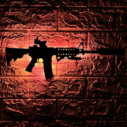 ZK30 creative luminous gun model wall hanging LED wall light wooden board indoor bar decoration USB night light cable 2 meters