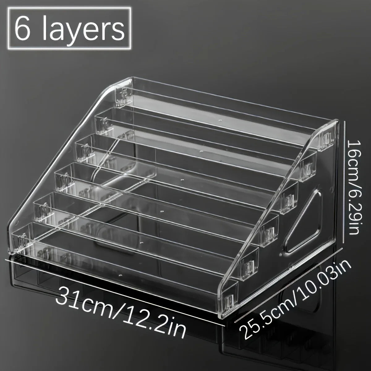 Transparent Ladder Display Rack, Hand Account Tape and Sticker Storage Rack, Cosmetics, Perfume, Nail Polish Storage Box