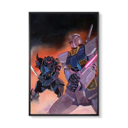 Gundam UC 0079 Frameless Canvas Print  Amuro RX-78 Poster Merchandise - Decorative Wall Art for Bedroom and Headboard