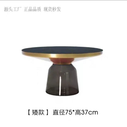 Modern Light Luxury Glass Coffee Table Creative Living Room Balcony Colorful High-end Table on The New Nordic High-end