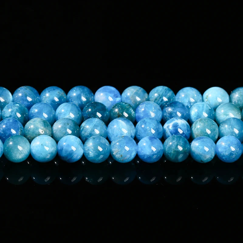 Natural Apatite Stone Bead Round Loose Spacer Blue Gems Bead for Jewelry Making DIY Bracelet Necklace Accessroies 4 6 8 10mm