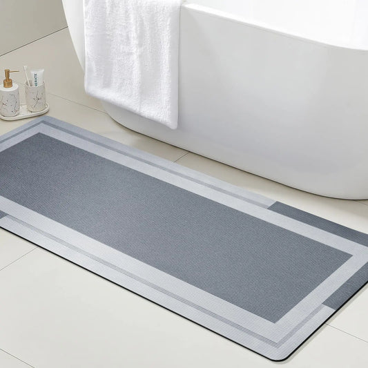VIKAMA Bathroom Runner Rug with No Slip Rubber Backing Quick Dry Ultra Absorbent Bath Mat Machine Washable Floor Mats Home Decor