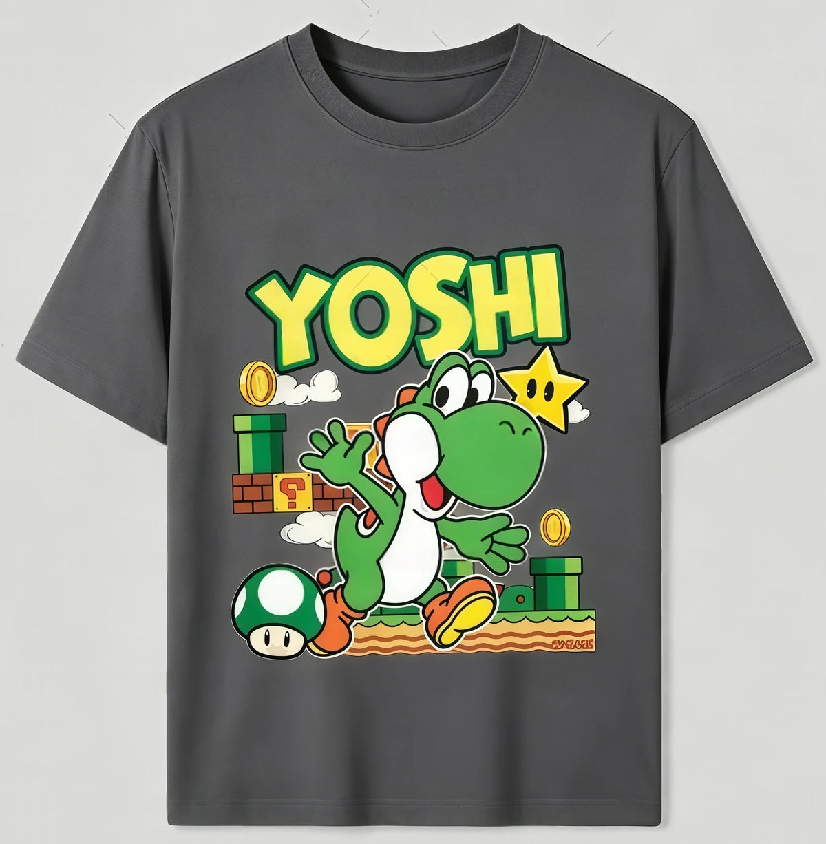 Boys Girls Family Kids T-shirt Tops Summer Cartoon Yoshi Men's Women's Short Sleeve T-shirt Tops Suitable For Adults And Kids