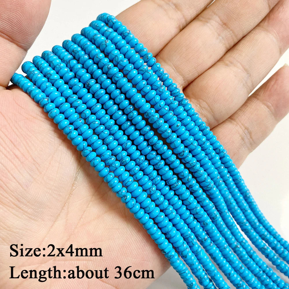 Blue Turquoise Stone Bead Irregular Round Oval Square Heart Loose Spacer DIY Beads Fit Jewelry Making Bracelet Necklace Handmade