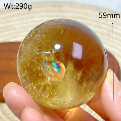 Healing Natural Crystal Brazil Smokey Citrine Quartz Sphere Rainbow Polished Ball High Quality Precious Home Decoration Gift