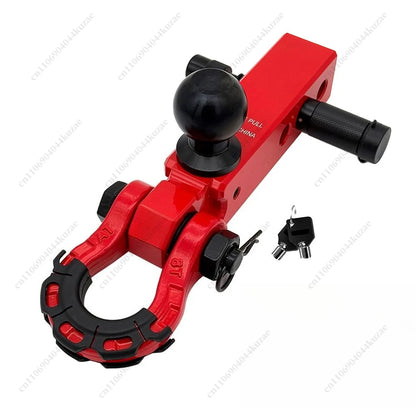 New Extended Off-Road Trailer Hitch with Ball Mount, Universal Square Receiver, High-Strength Solid Tow Hook
