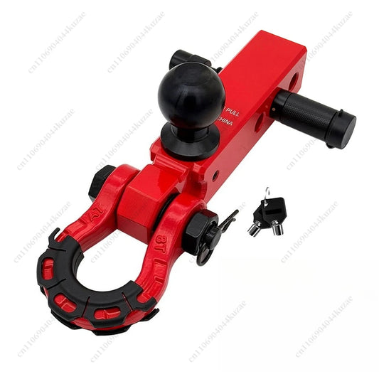 New Extended Off-Road Trailer Hitch with Ball Mount, Universal Square Receiver, High-Strength Solid Tow Hook