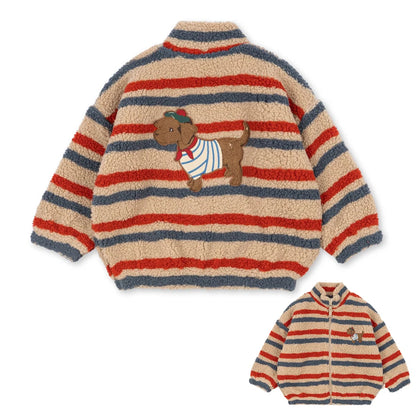 2026 KS Autumn Winter Baby Girls Boys Lambswool Jackets Boys Embroidery Cartoon Outerwear Kids Clothes Children's Coats 1-9Yrs