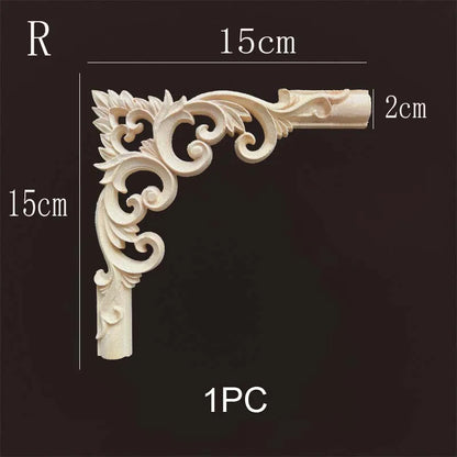 Natural Wood Corner Onlay Moldling European Style Home Decor Background Wall Applique Carved Figurine Living Room Decoration