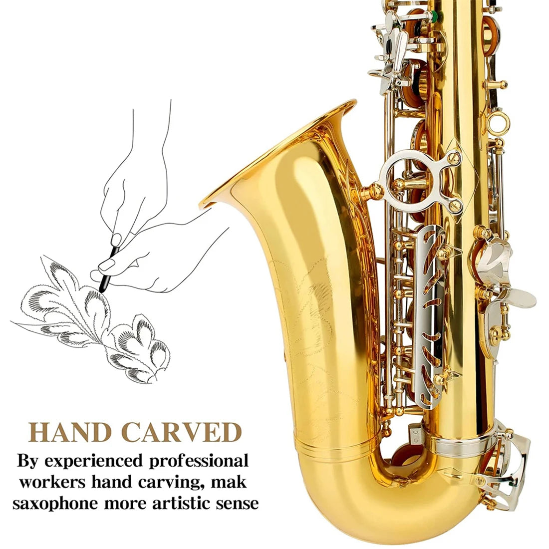 SLADE Gold Silver Saxophone Eb Alto Saxophone Brass Body Saxophone Set with Case Reed Sax Accessory Professional Instruments
