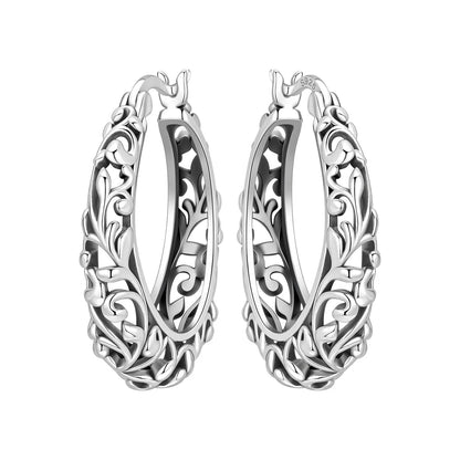Orstarry Original 925 Sterling Silver Blue Iris Flower Earrings Women Hoop Earring Anniversary Jewelry Trendy Gifts