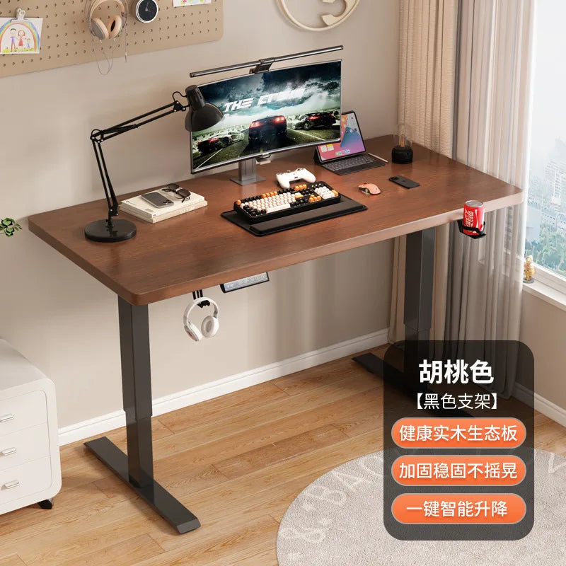 Electric Height Adjustable Computer Desk Solid Wood Study Table Home Office Desk E Sports Gaming Workbench Lab Bench Science