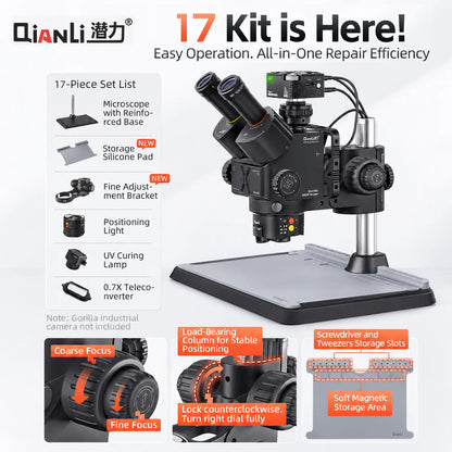 Qianli Gorilla 6558 Trinocular Microscope 6.5X-58X Zoom Industrial Thermal 4K Camera For Mobile Phones Motherboard Repair Tools