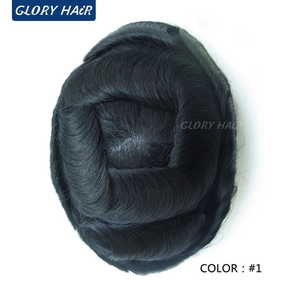 0.12-0.14mm Injected Male Hair Prosthesis Injection Thin Skin Toupee Man Wigs Human Hair Men's Capillary Prothesis For Hair Loss
