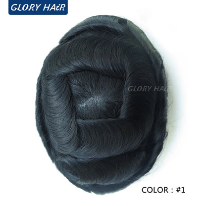 0.12-0.14mm Injected Male Hair Prosthesis Injection Thin Skin Toupee Man Wigs Human Hair Men's Capillary Prothesis For Hair Loss