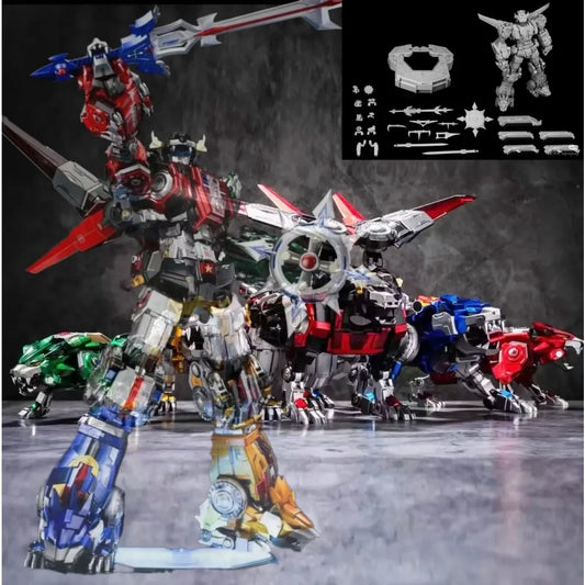 In Stock Reignite Beast King Reborn-01 Transformable and Combining Model LED Base Alloy Detachable Robot Lions Action Figure