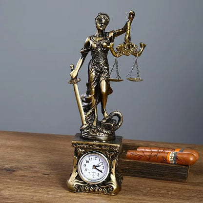 Creative Retro Round bottom Justice Goddess Statue Lawyer Office Ornament Gifts Home Living room Sculpture Desk Decor