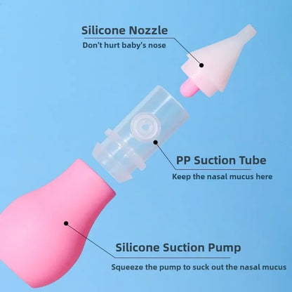 Silicone Baby Nasal Aspirator Suction Pump Infant Nose Cleaner Children Kids Soothing Nose Cleaning Device Nasal Cleaning Tools