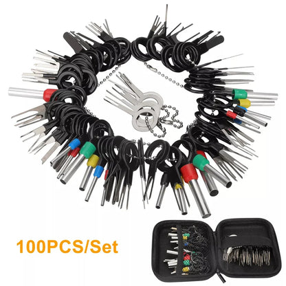 New 100Pcs Car Terminal Removal Repair Tools Electrical Wiring Crimp Connector Pin Extractor Kit Keys Automotive Plug Pullers