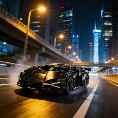 1000Pcs Technology 1:14 Black Supercar Racing Building Blocks Assembled Brick Car Toy Gift for Birthday Present