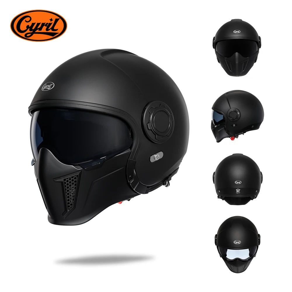 Full Face Open Face Motorcycle Helmet Double Lens Modular Helmets DOT ECE APPROVED CYRIL OP12A Man Woman Retro Moto Helmet