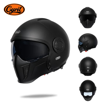 Full Face Open Face Motorcycle Helmet Double Lens Modular Helmets DOT ECE APPROVED CYRIL OP12A Man Woman Retro Moto Helmet