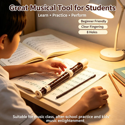 Baroque Style 8 Holes C Soprano Recorder Swan ABS Plastic Descant Flute Easy Learning Recorder Gift for School Music Class Begin